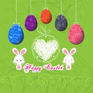 easter eggs doodle greeting card