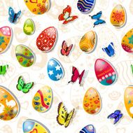 Seamless pattern of easter eggs and butterflies