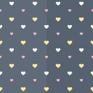 Seamless pattern with white yellow and pink hearts