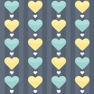 Seamless pattern with mint and yellow hearts on a blue