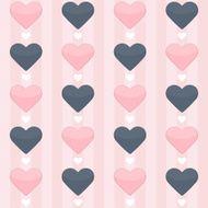 Seamless pattern with blue and pink hearts on a
