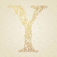 Gold font type letter Y uppercase