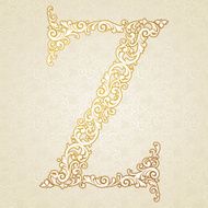 Gold font type letter Z uppercase