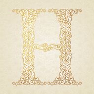 Gold font type letter H uppercase