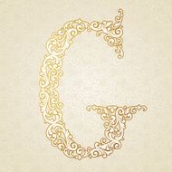 Gold font type letter G uppercase