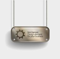 banner on retro steampunk style in gray tones iron plate