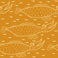 Yellow pattern with large and small fishes