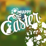 Happy Easter Typographical Background with ornate egg