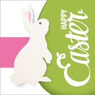 Happy Easter lettering greeting card with bunny