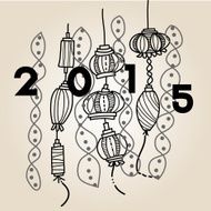 2015 Chinese New Year hand drawing lantern N2