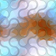 Pattern of connected balls on light blue blurred background