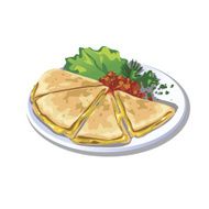 Closed pizza with cheese and tomato salad