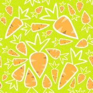 Seamless pattern orange carrots on a green