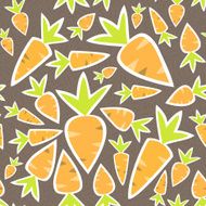 Seamless pattern orange carrots on a brown
