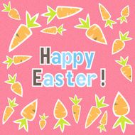 Easter carrots card on a pink