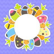 Easter carrots and eggs pattern on a purple