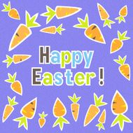 Easter carrots card on a purple