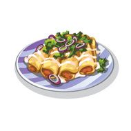 Pancakes with meat and onions
