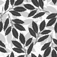 Seamless pattern with laurel Hand-drawn floral background Monochrome vector illustration