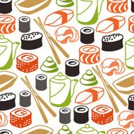 Seamless pattern with sushi
