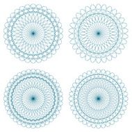 Set of Green Vector Guilloche Rosettes
