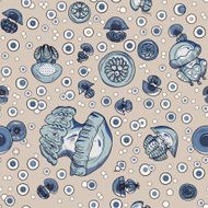 seamless pattern with cartoon jellyfish N4