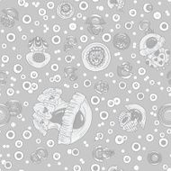 seamless pattern with cartoon jellyfish N5