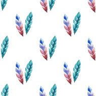 Seamless Pattern with Watercolor Feathers N4