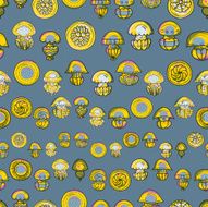 seamless pattern with cartoon jellyfish N6