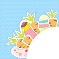 Eastern carrots and eggs pattern on a blue