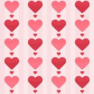 Seamless pattern with red hearts on a pink