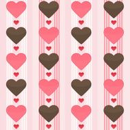 Seamless pattern with brown and red hearts on a pink