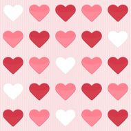 Seamless pattern with red and white hearts on a pink