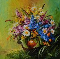 oil painting - still life a bouquet of flowers lilac