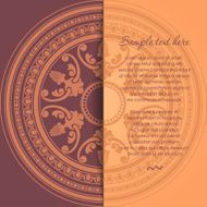 Round oriental ornament card in vintage style