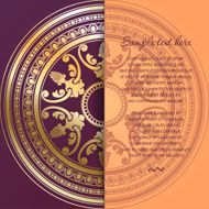 Round golden ornament card in vintage style