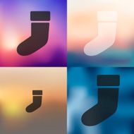christmas sock icon on blurred background