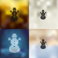christmas snowman icon on blurred background