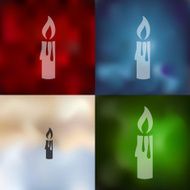 christmas candle icon on blurred background