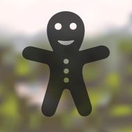 gingerbread man icon on blurred background
