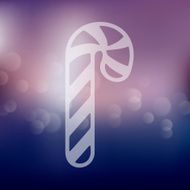 candy cane icon on blurred background