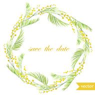 spring flowers card symbol mimosa wreath