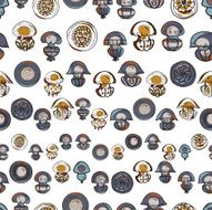 seamless pattern with cartoon jellyfish N8