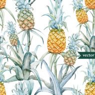 watercolor tropical pineapple exotic pattern N7
