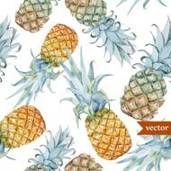 watercolor tropical pineapple exotic pattern N9