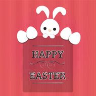 easter text with rabbit and eggs