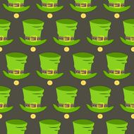 St Patrick Day hat and gold seamless pattern