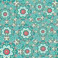 Seamless pattern of round ornaments and abstract flowers N2