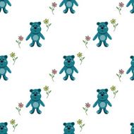 seamless pattern with blue teddy bears