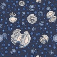 seamless pattern with cartoon jellyfish N14